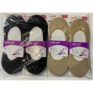 NIP Lot 12 Pairs Peds Super Low Cut Lightwgt No Show Liner Socks Black Nude 5-10